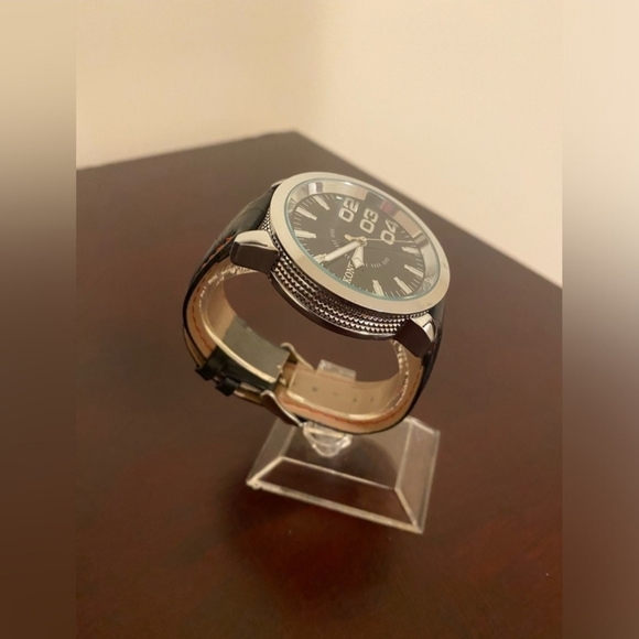 Skone Black Leather Men's Watch - Picture 4 of 4